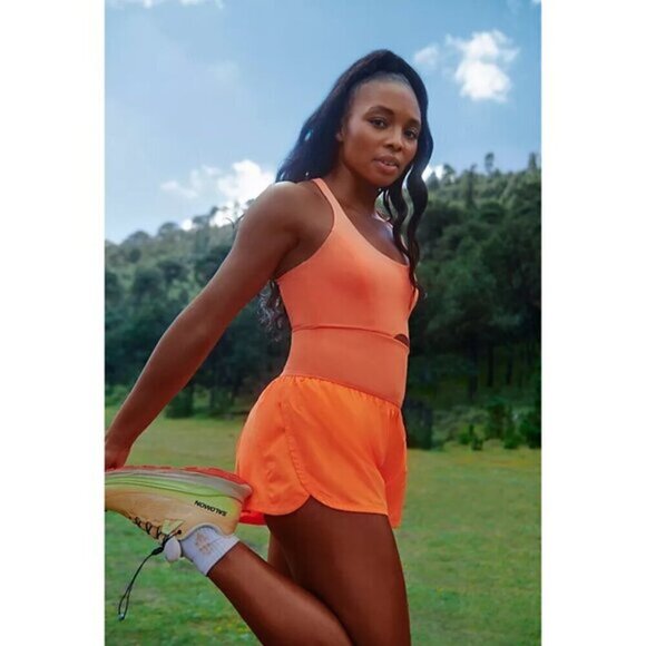 FREE PEOPLE Movement Righteous Runsie in Neon Coral Size Small NWT - Picture 3 of 14